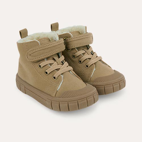 Stone KIDLY Label Canvas High Top Trainers
