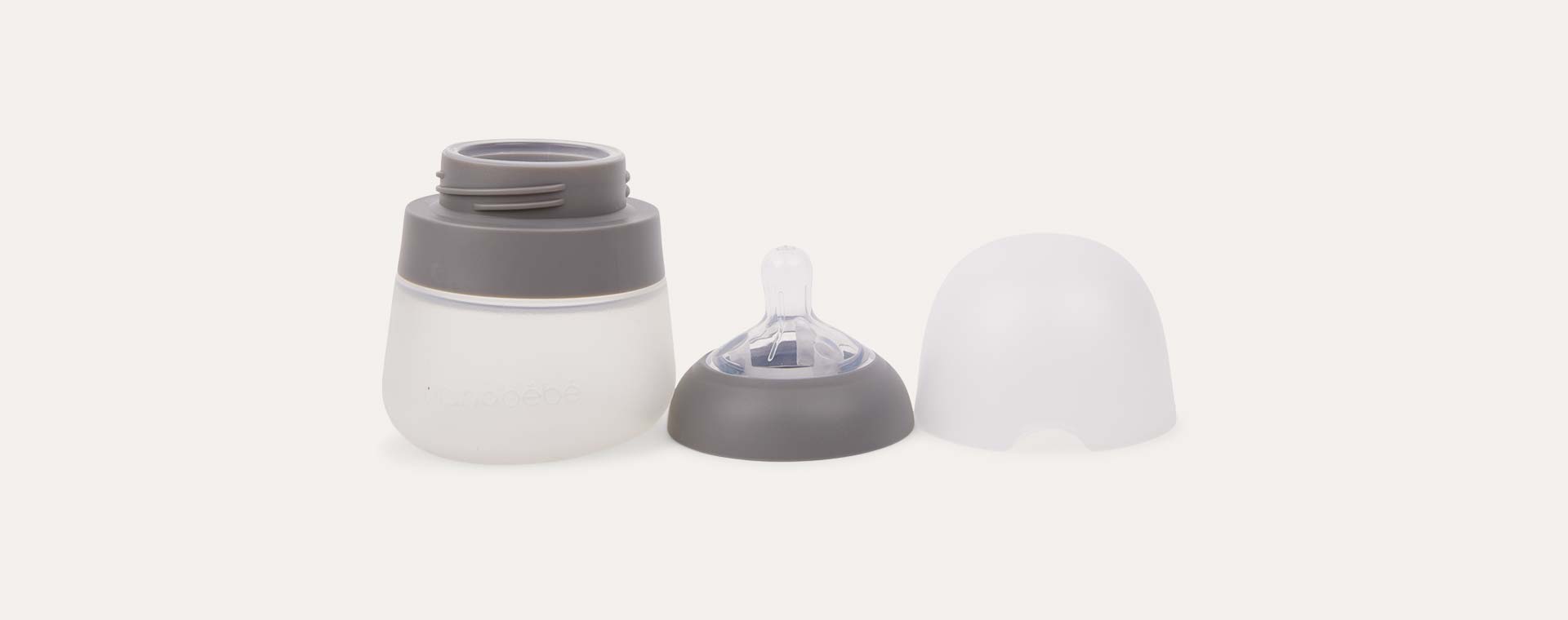 Grey nanobébé 3-Pack Silicone Baby Bottle 150ml