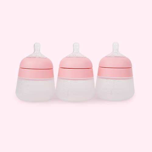 Pink nanobébé 3-Pack Silicone Baby Bottle 150ml
