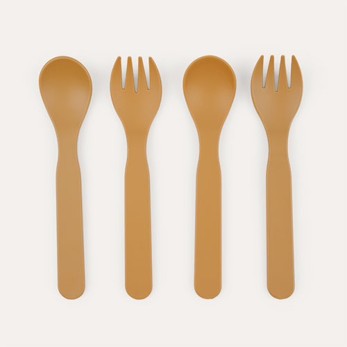 Yellow KIDLY Label 4-Pack Eco Spoons & Forks