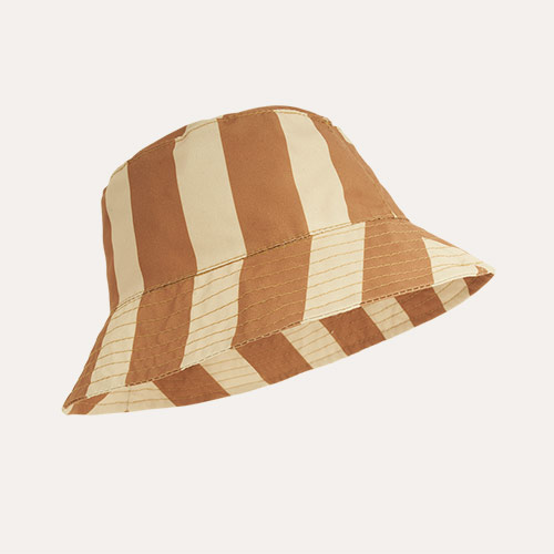 Rust Stripe KIDLY Label Bucket Hat