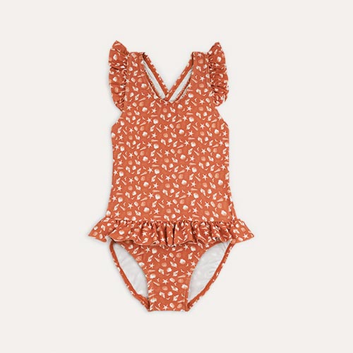 Ditsy Shell KIDLY Label Recycled Frill Swimsuit