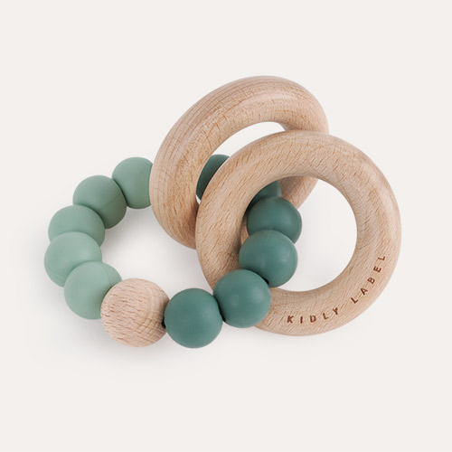 Eucalyptus KIDLY Label Wood & Silicone Ring Teether