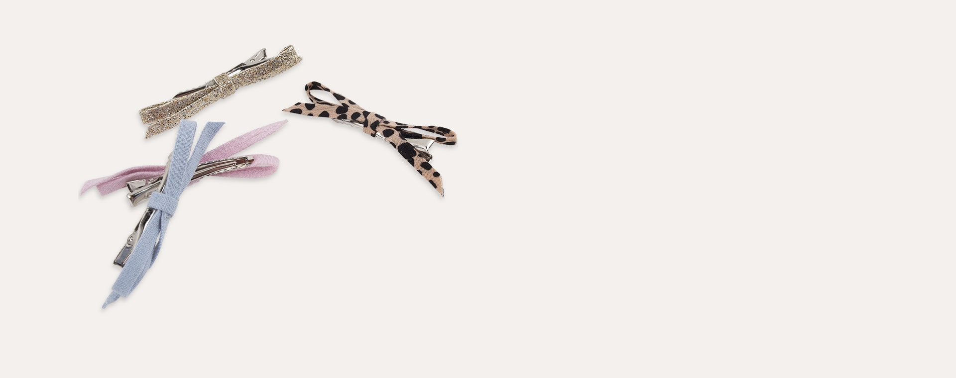 Multi Rockahula Kids Luna Leopard Skinny Bow Clips