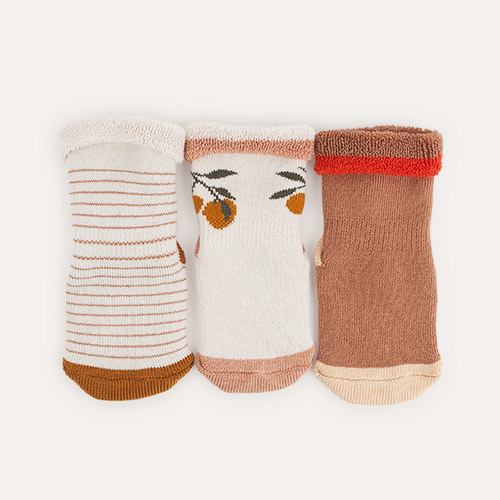 Peach/ Sandy Liewood 3-Pack Eloy Anti-Slip Baby Socks