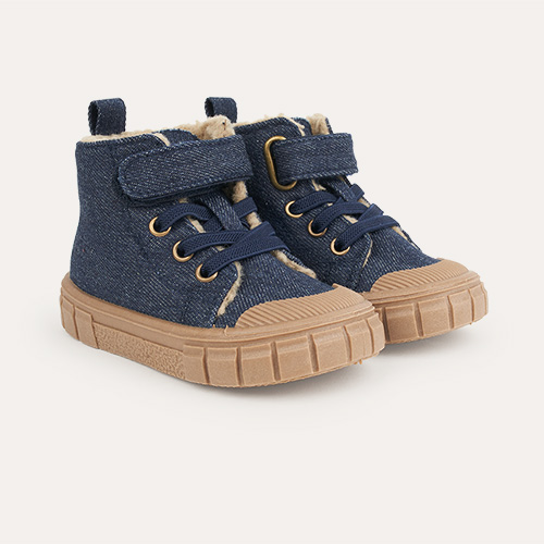 Blue KIDLY Label Denim High Top Trainers