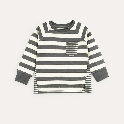 Grey Stripe KIDLY Label Perfect Long Sleeve Striped Tee
