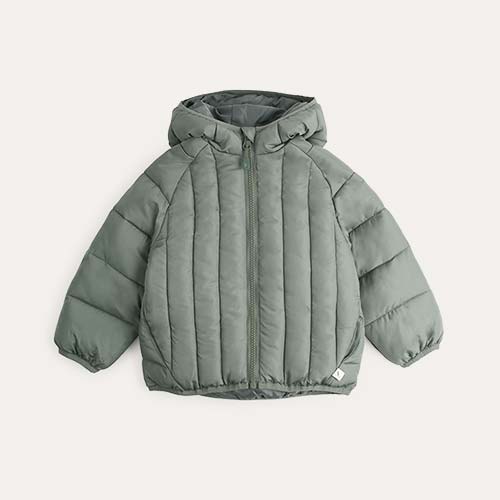 Pewter Green KIDLY Label Puffer Jacket