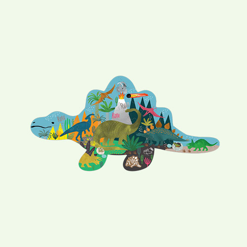 Multi Floss & Rock 20-Piece Dinosaur-Shaped Jigsaw