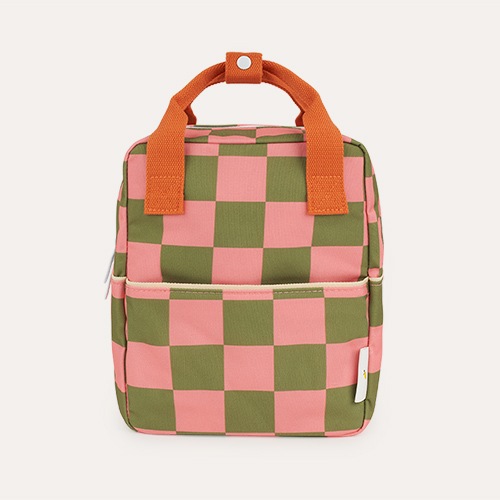 Sprout Green + Flower Pink Sticky Lemon Small Checkerboard Backpack