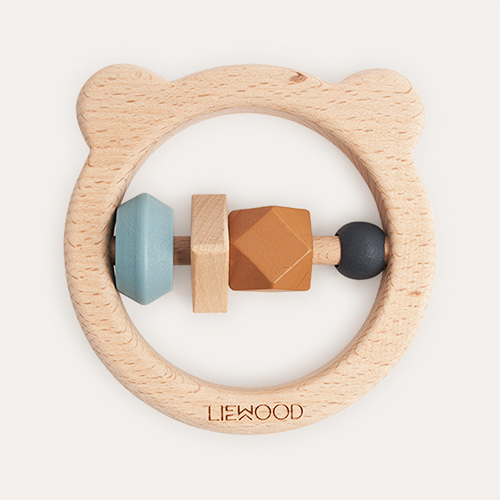 Sea blue mix Liewood Avada Wooden Rattle