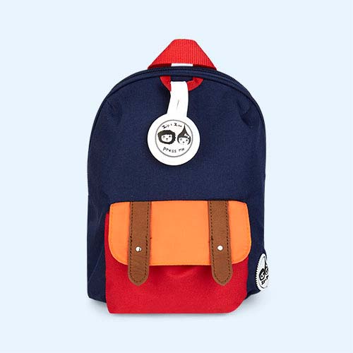 Navy Colour Block Babymel Mini Backpack with Rein