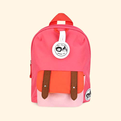 Pink Colour Block Babymel Mini Backpack with Rein