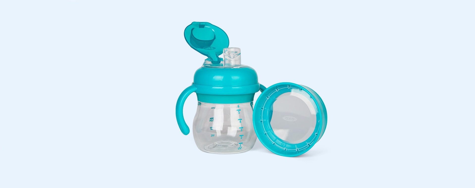 Teal OXO Tot Transitions Soft Spout Sippy Cup Set