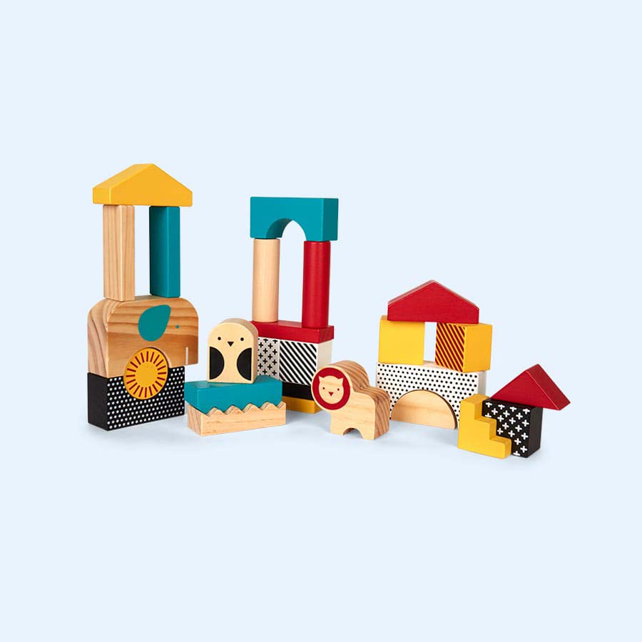Petit Collage - Animal Town Wooden Playing Blocks
