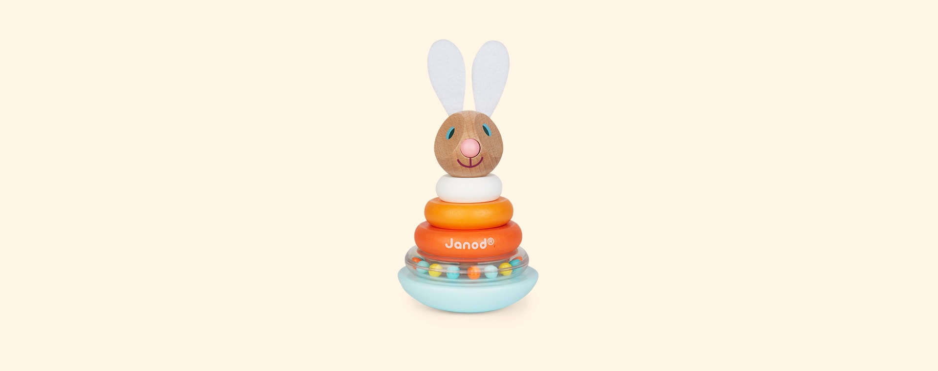Orange Janod Lapin Stackable Roly-Poly Rabbit