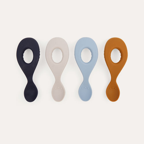 Sea Blue Multi Mix Liewood 4-Pack Liva Silicone Spoon
