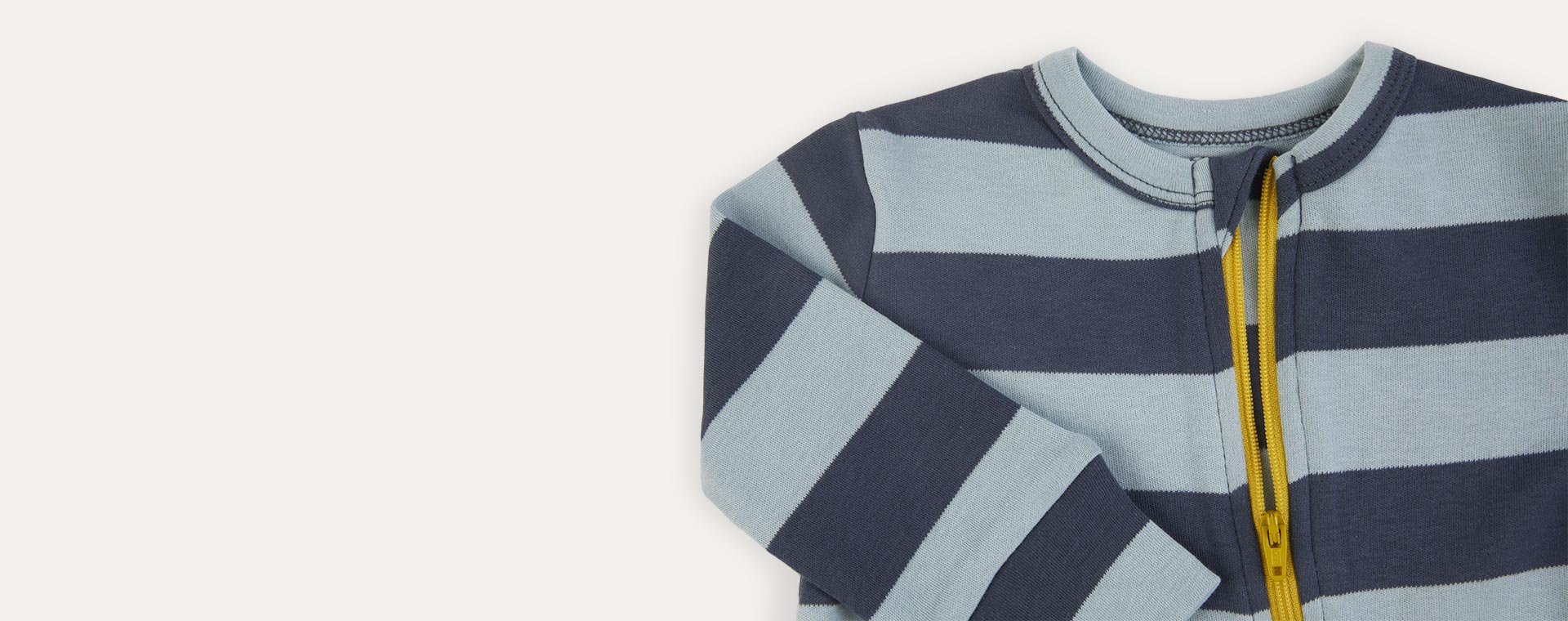 Blue Stripe KIDLY Label Organic Zip Sleepsuit