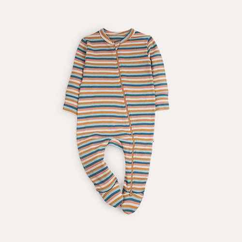 Multi Stripe KIDLY Label Organic Zip Sleepsuit