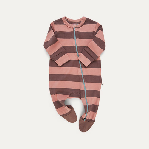 Pink Stripe KIDLY Label Organic Zip Sleepsuit