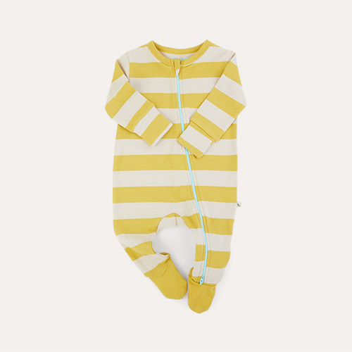 Mustard Stripe KIDLY Label Organic Zip Sleepsuit