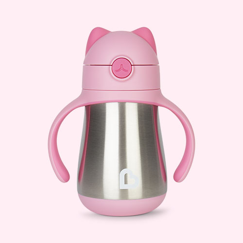 Pink Munchkin Cool Cat Stainless Steel Straw Cup