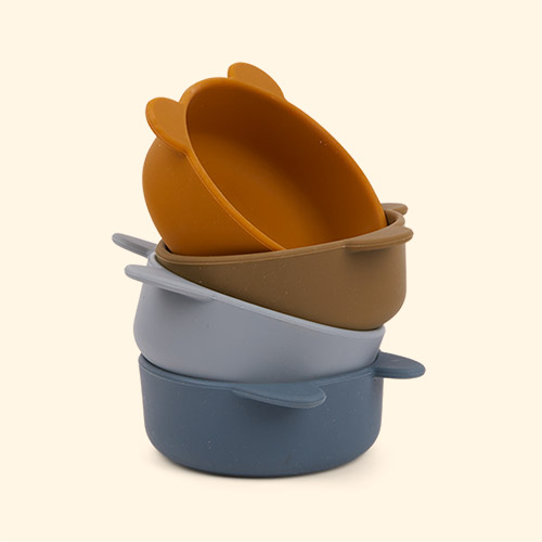 Whale Blue Multi Mix Liewood 4-Pack Iggy Silicone Bowls