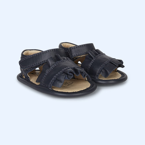 Navy old soles Ruffle Baby Soft Sole Sandal