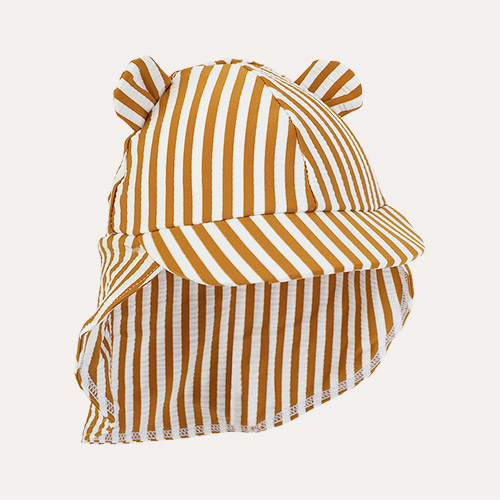 stripe: Mustard/white Liewood Senia Sun Hat Seersucker