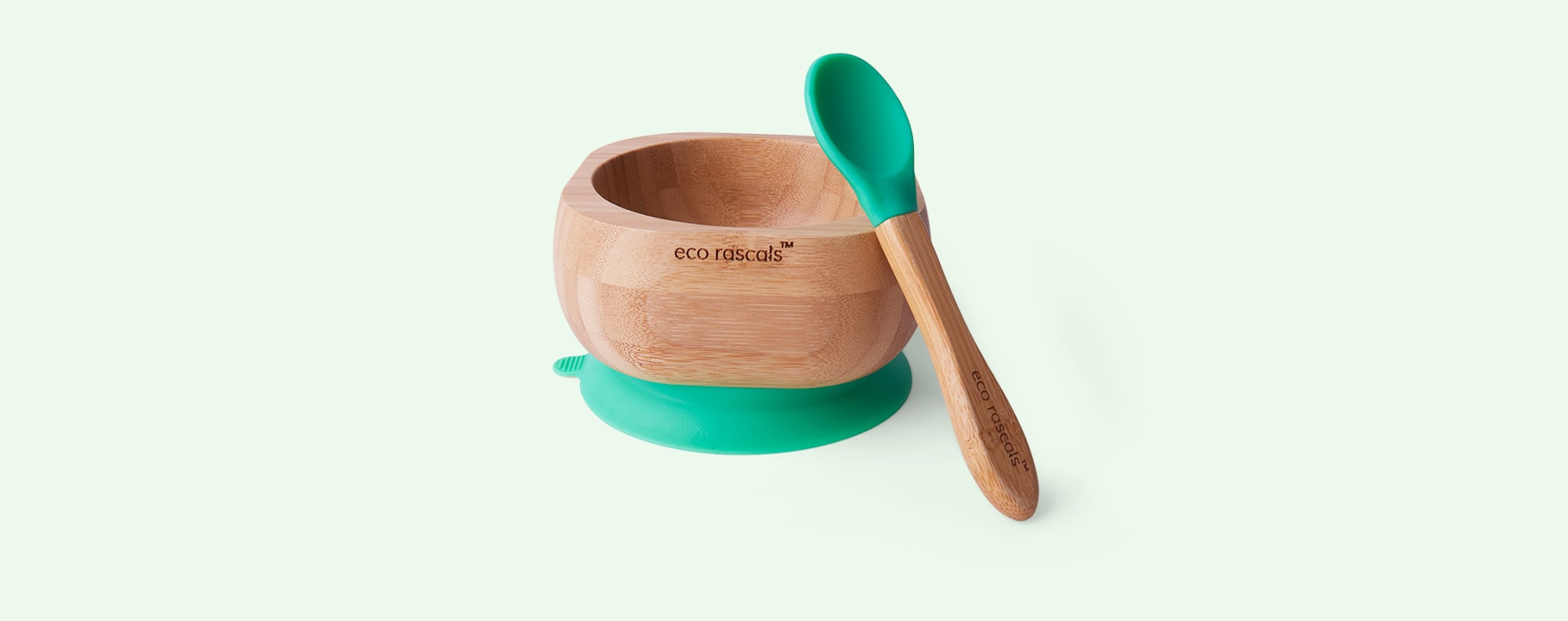 Green eco rascals Bamboo Suction Bowl and Spoon Set