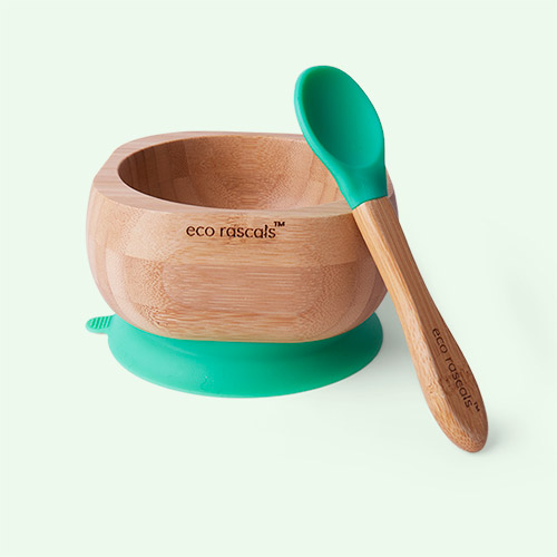 Green eco rascals Bamboo Suction Bowl and Spoon Set