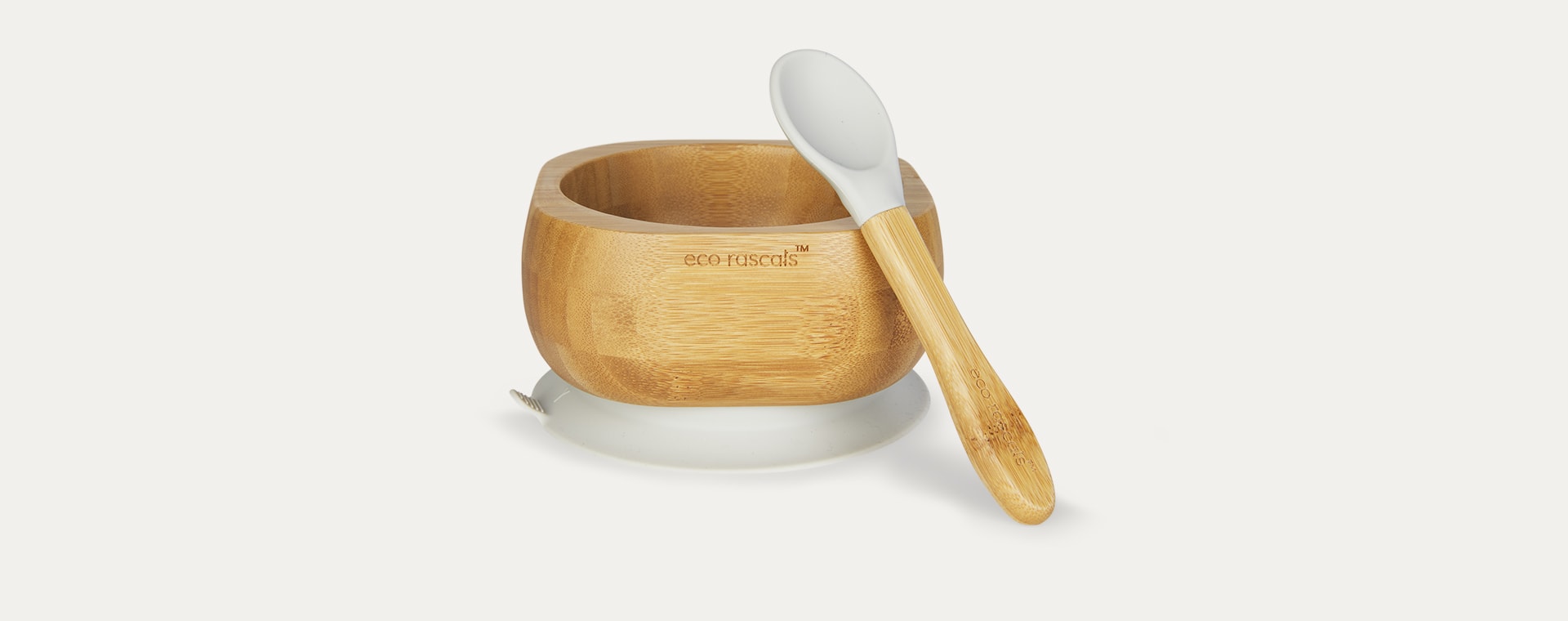Grey eco rascals Bamboo Suction Bowl and Spoon Set