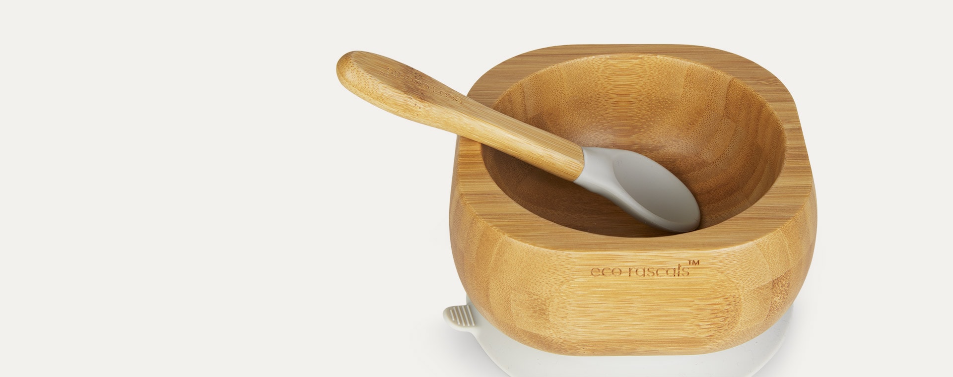 Grey eco rascals Bamboo Suction Bowl and Spoon Set