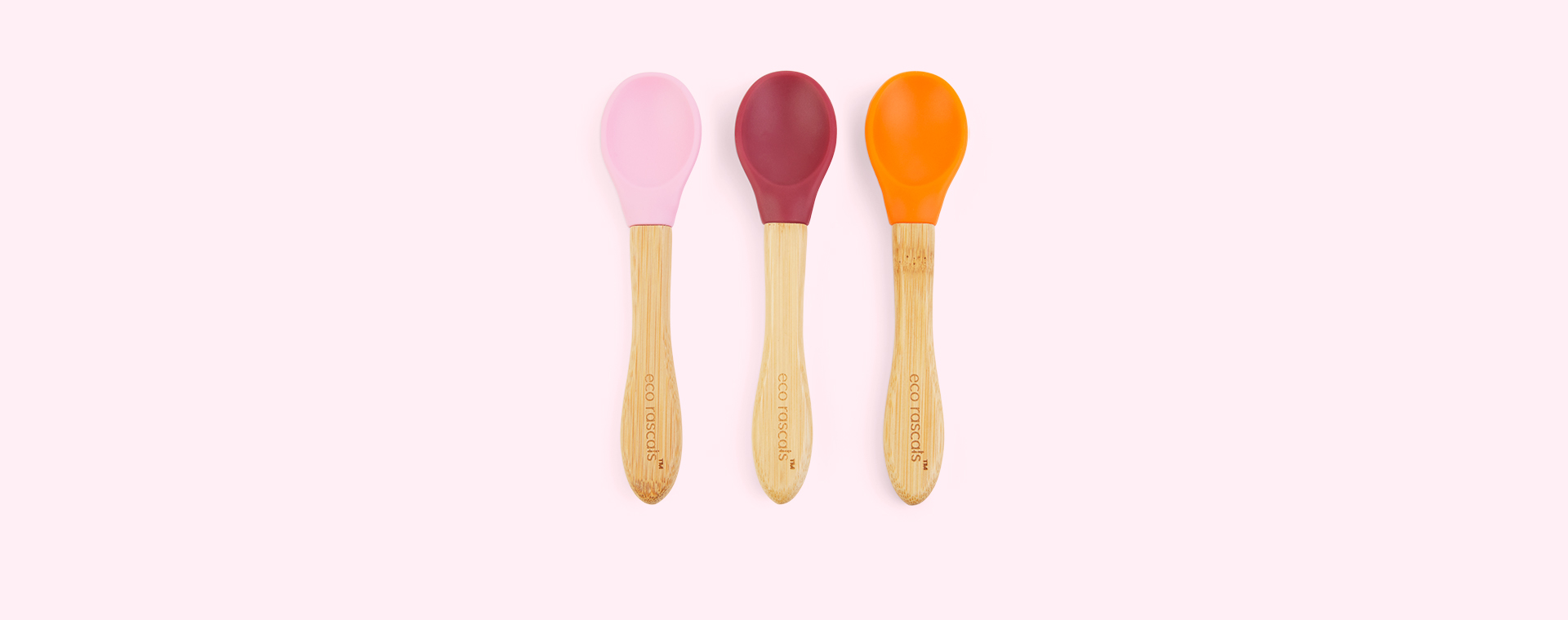 Pink Red Orange eco rascals 3-Pack Bamboo Spoons