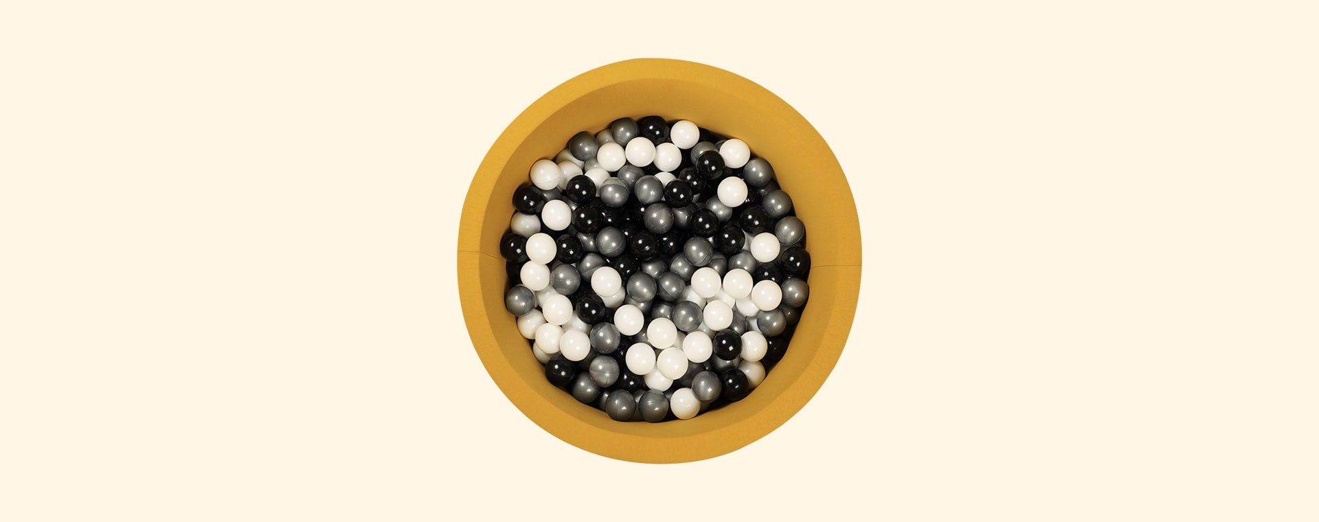 Mustard with Black/Silver/White Balls Larisa and Pumpkin Organic Cotton Ball Pit