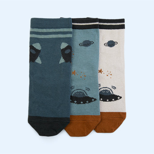 Space Blue Mix Liewood 3-Pack Silas Socks