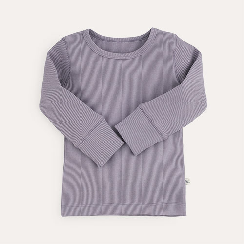 Lilac Mist KIDLY Label Organic Ribbed Tee
